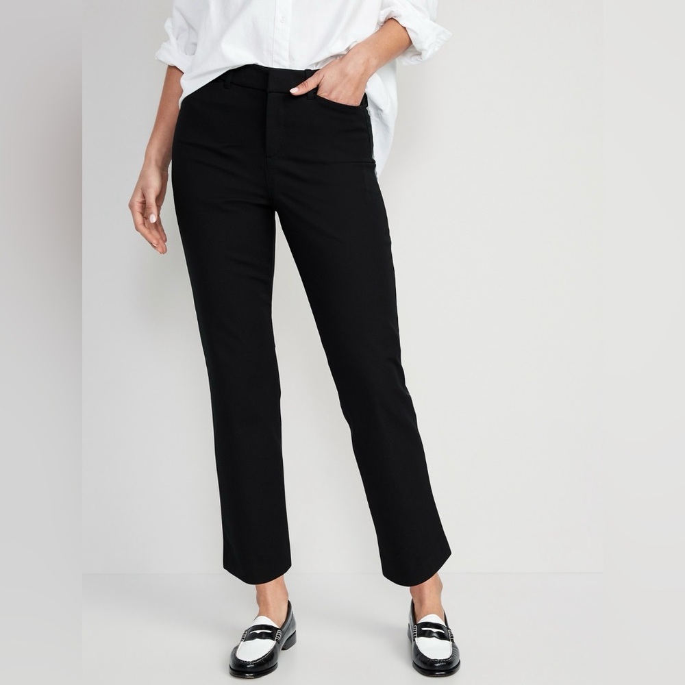 High Rise TALL INSEAM Black Pixie Straight Slacks